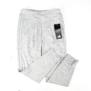 Adidas Girls Medium 3 Stripe Melange Cuffed Jogger - Light Gray